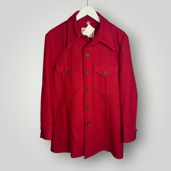 Vintage CPO Shirt Gleneagles Great Western 100% Wool Made in USA Red Medium Lg - Picture 1 of 6